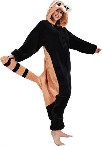 Vista 5 de DELEY Pijama unisex de una pieza para niños, pijamas de animales para Halloween, disfraz de cosplay para mujeres y hombres, ropa de dormir
