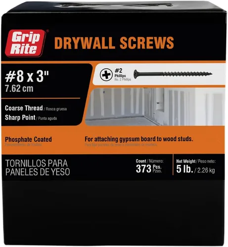 Vista 12 de Grip-Rite 1CDWS1 #6 X 1" Phillips Bugle Head Coarse Thread Sharp Point Tornillo para Paneles de Yeso, Caja de 1 libra