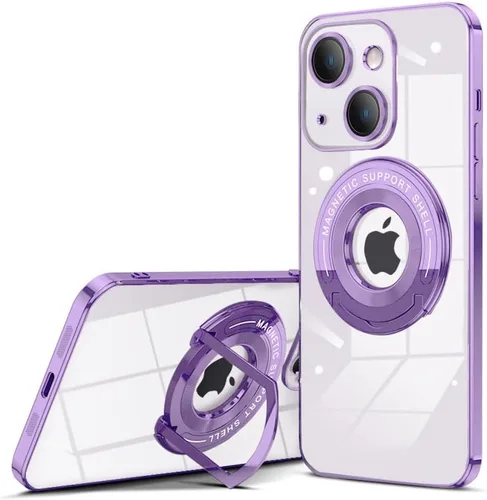 Vista 16 de QLTYPRI Funda magnética transparente para iPhone 15 compatible con MagSafe, soporte de anillo invisible, protección completa para lente de cámara