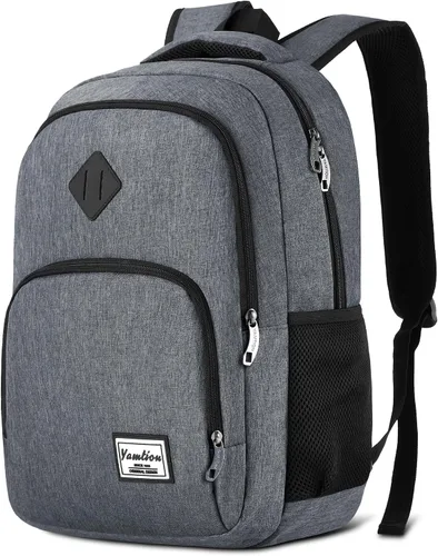 Vista 16 de YAMTION Mochila escolar, mochila para laptop con compartimento de 15.6 pulgadas para hombres y mujeres, color beige
