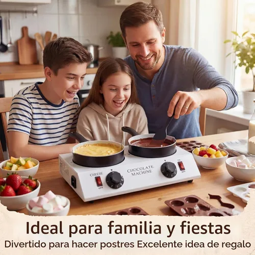 Vista 6 de ROCEEI - Máquina de fusión de chocolate doble olla eléctrica con espátula