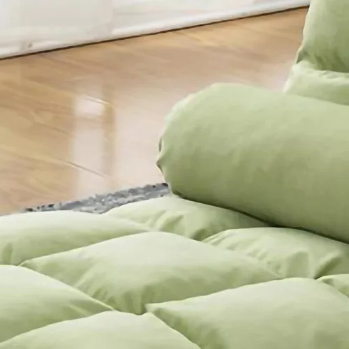 Vista 5 de plplaaoo Silla plegable con respaldo para sofá, sofá, verde, estilo moderno, plegable, acero aleado, algodón, verde sólido, portátil