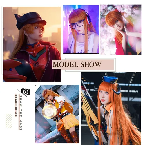 Vista 23 de COSPLAZA Cosplay peluca larga recta plana explosión sintética anime pelo negro