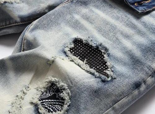 Vista 6 de Jeans ajustados de ajuste recto lavado de moda para hombre