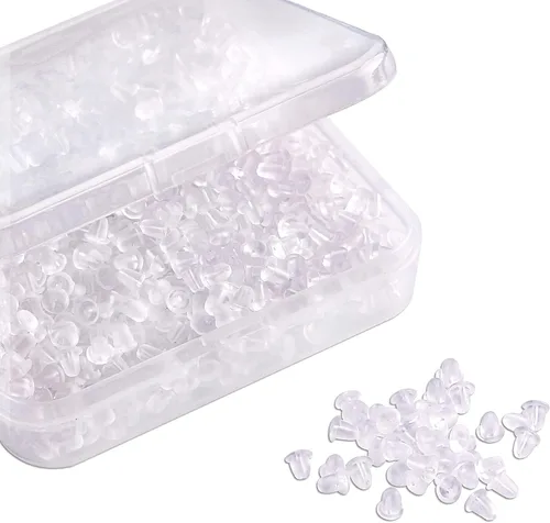 Vista 8 de Broches transparentes de silicón con acoplamiento de seguridad para aretes, 1000