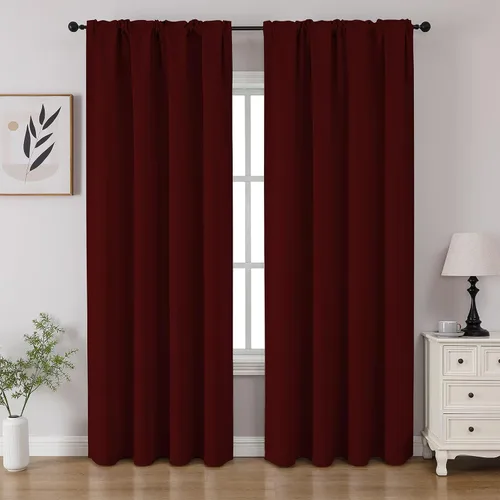 Vista 14 de CUCRAF - Cortinas opacas beige de 45 pulgadas, juego de 2 paneles con bolsillo para barra, cortinas para oscurecer dormitorios y sala de estar