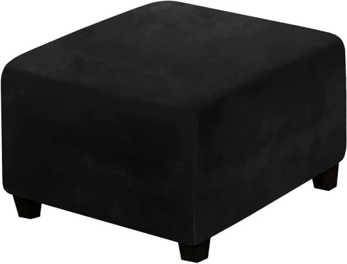 Vista 13 de Funda otomana cuadrada de terciopelo elástico, plegable, protector de muebles, funda otomana elástica con parte inferior elástica, lavable a máquina