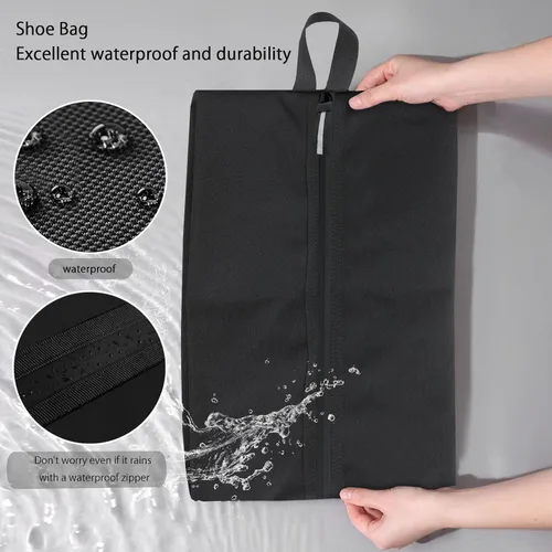 Vista 2 de Bolsa de zapatos para viajes, bolsa de zapatos resistente al agua para gimnasio, bolsa de tacos de fútbol resistente al olor para deporte, Negro