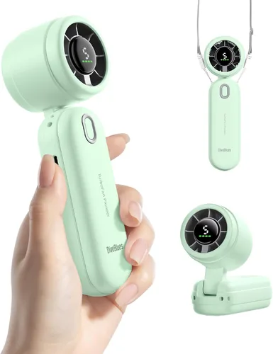 Vista 9 de Diveblues Ventilador turbo de mano portátil de alta velocidad, alimentado por batería recargable USB, pequeño ventilador de bolsillo portátil