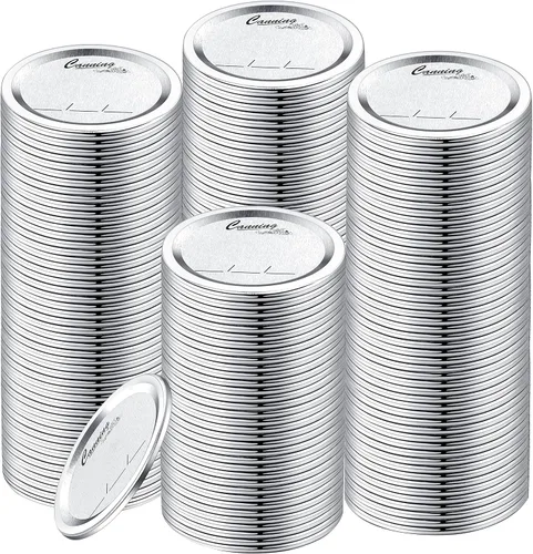 Vista 10 de 72 tapas de conservas con anillos de boca regular, para frascos Ball, Kerr – Tapas de metal tipo Mason para conservas – 100% de ajuste y herméticas