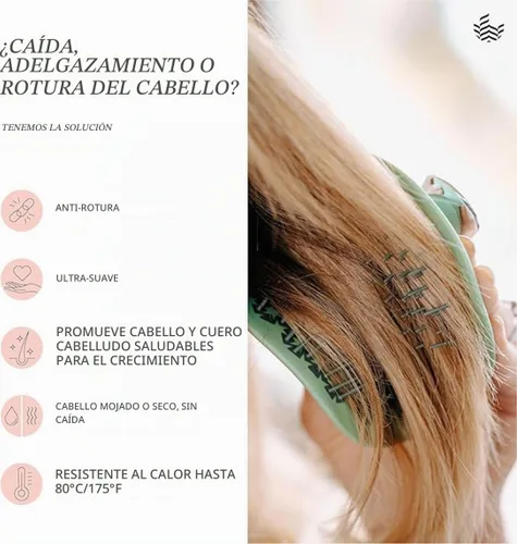 Vista 3 de Manta Cepillo de pelo original antiroturas – Cepillo desenredante suave para cabello húmedo y seco, cepillo flexible para todo tipo, cuidado