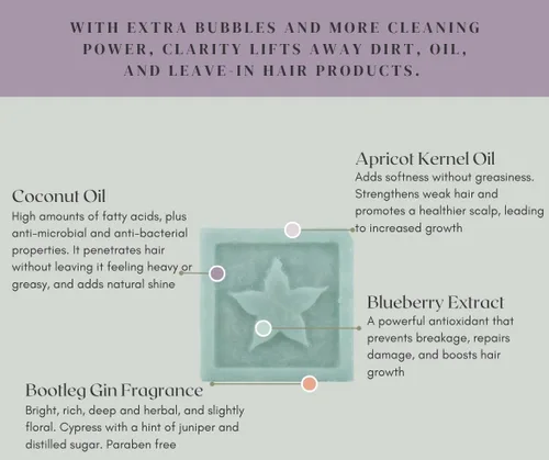Vista 3 de Clarity - Barra de champú para limpieza adicional, tipo de cabello graso, 2.5 onzas, sin sulfatos, sin silicona, sin parabenos ni ftalatos