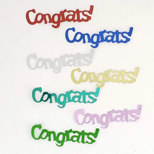 Vista 3 de Confeti Palabra Felicidades Multicolor - Paquete al por menor #7747 QS0