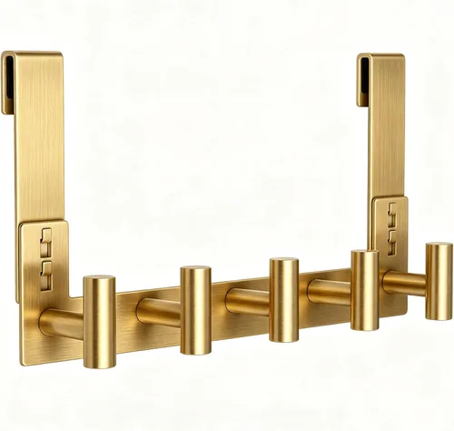 Vista 30 de HUFEEOH Paquete de 1 soporte negro para puerta con 4 ganchos en T