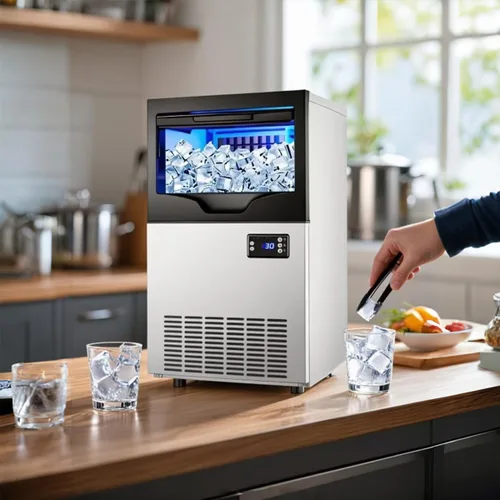 Vista 5 de Máquina comercial para hacer hielo de 100 libras/día, máquina de hielo de acero inoxidable debajo del mostrador, lista para hielo en 5-15 minutos