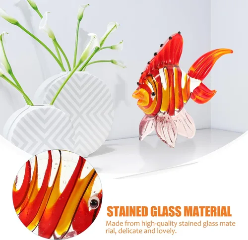 Vista 2 de 1 figura de cristal de pescado soplado a mano animal marino tropical escultura de peces decoración artística pisapapeles colección estatua