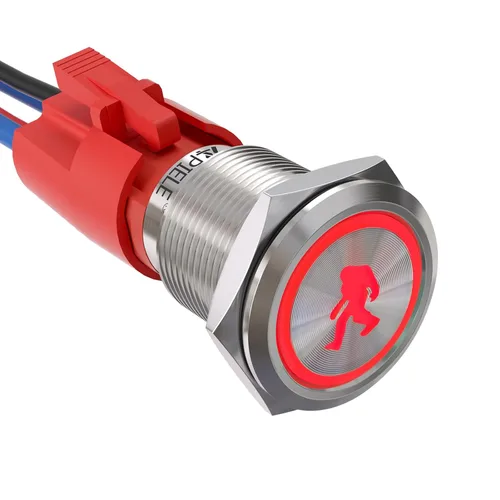 Vista 19 de APIELE Interruptor de botón de presión para barra de luz LED, encendido/apagado SPST, acero inoxidable, 10A, 12V, 24VDC, precableado, 19mm, 0.74