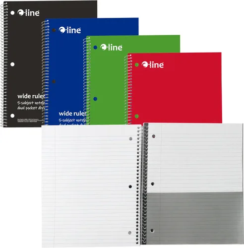 Vista 7 de C-Line Cuaderno de 5 materias, rayas anchas, 1 cuaderno, el color puede variar (22051)