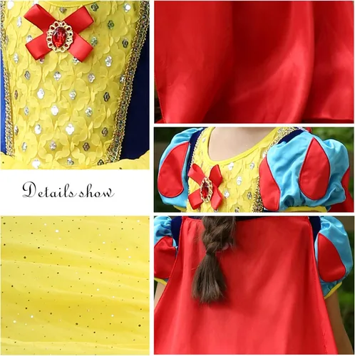 Vista 7 de Princess Deluxe Snow Costume Generic Dress Up with Accessories for Girls Party