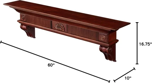 Vista 3 de Pearl Mantels ARYB6041670 - Estantería de madera con detalles elegantes, 60 pulgadas, color cereza envejecida