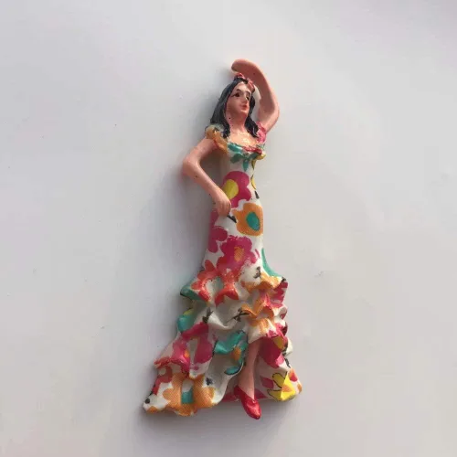 Vista 3 de Flamenco bailarina España Barcelona imán 3D resina nevera imán recuerdo viaje ciudad colección