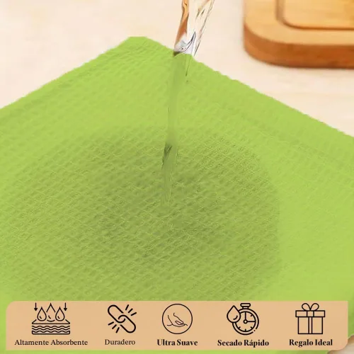 Vista 5 de Paños de limpieza de platos de cocina, paños de cocina con diseño de toalla de gofre, trapos de algodón lavables de 12 x 12 pulgadas para secar