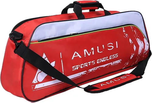 Vista 8 de Bolsa de raqueta de bádminton de tenis con capacidad para 3 – 4 unidades, con compartimento para zapatos y bolsillo lateral para hombres y mujeres