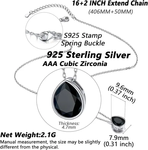 Vista 4 de Silvora Collar con colgante de circonita cúbica brillante de plata esterlina para mujer con embalaje de regalo