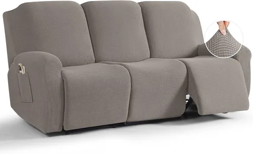 Vista 45 de TAOCOCO Funda reclinable de 4 piezas, funda elástica para sofá reclinable de 4 piezas, funda reclinable con 1 asiento, protector de sofá suave
