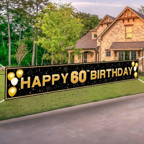 Vista 11 de Decoraciones de cumpleaños número 16 para niños y niñas, pancarta de decoración de feliz cumpleaños de 16 años en negro y dorado, suministros