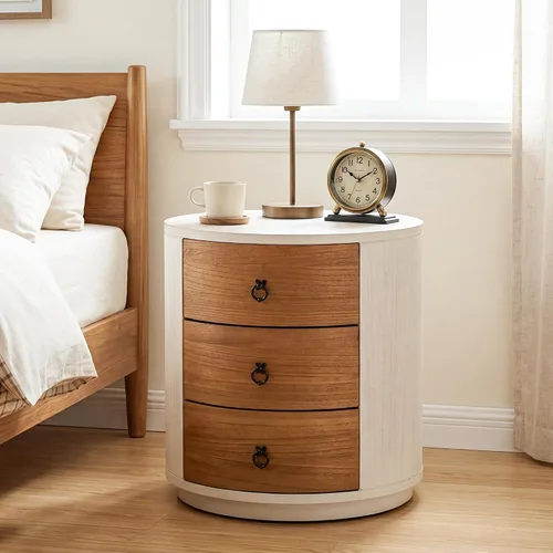 Vista 20 de HOMPUS - Mesa de noche blanca con cajón y almacenamiento, mesa de noche con motivo floral completamente ensamblada para espacios pequeños, mesa