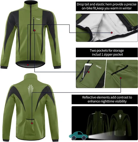 Vista 46 de Chaqueta térmica para ciclismo (tejido Softshell, resistente al viento, impermeable, 15K) de ARSUXEO