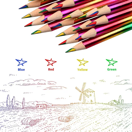 Vista 3 de GOLDGE 40 Lápices Arcoíris 4 en 1 para Fiestas (NO pre-afilados) – Lápices de Colores para Niños, Regalos de Fin de Año para Estudiantes