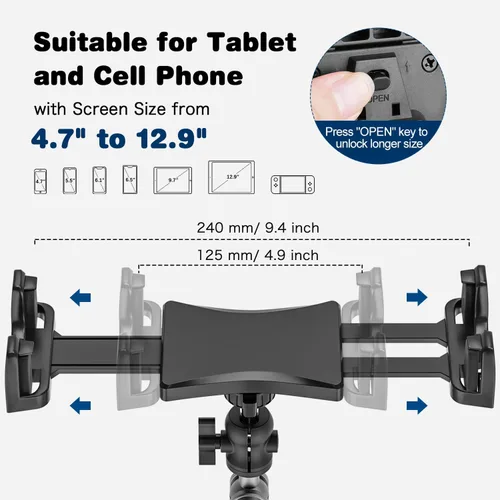 Vista 3 de Soporte de tableta para camión, soporte de tableta de automóvil, resistente súper ventosa/base adhesiva, soporte para iPad para salpicadero