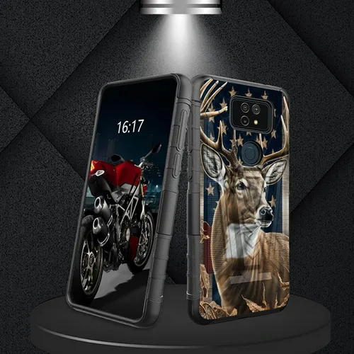 Vista 130 de Funda para AT&T Maestro Max 2021/Cricket Ovation 2 con protector de pantalla de vidrio templado, funda resistente con función atril integrada