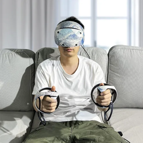 Vista 6 de Playstation VR2 Accesorios, PSVR2 Skin, PS5 VR2 Pegatinas protectoras Adhesivos Cubierta de Vinilo - Fácil de pegar y rasgar, sin residuos