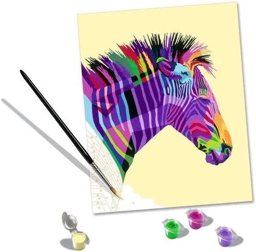 Vista 6 de Ravensburger CreArt Funky Zebra - Pintura por números para adultos, kits de manualidades para adultos y niños a partir de 12 años