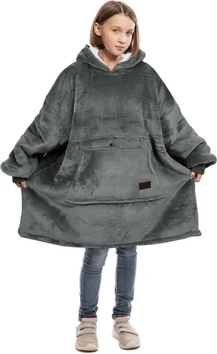 Vista 29 de Catalonia Sudadera tipo manta con capucha para niños, sudadera de sherpa extragrande para adolescentes jóvenes, idea de regalo Dual-Layer Design