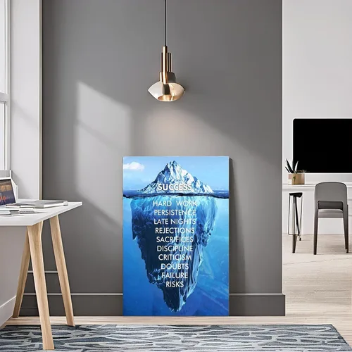 Vista 4 de Arte de Lienzo Inspiracional de Éxito para Pared, Iceberg Azul, Citas de Motivación, Póster Impreso, Obras de Arte para Hogar, Escuela, Oficina