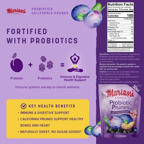Vista 2 de Mariani Probiotic Prunes - Ciruelas pasas probióticas sin hueso sin azúcar, 30 onzas - Frutas secas a granel sin azúcar añadido - Ciruelas pasas