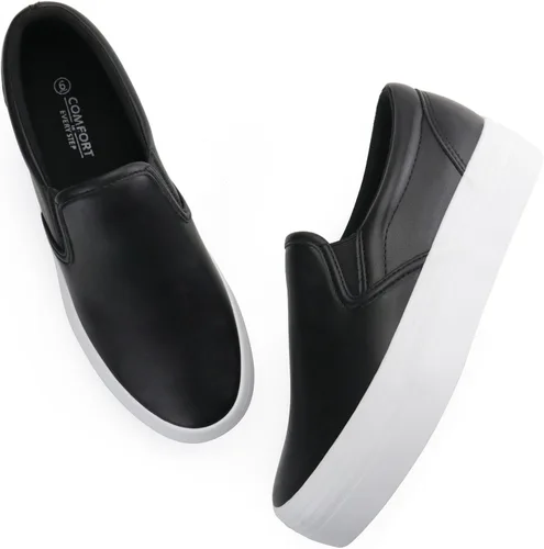 Vista 6 de JABASIC Mocasines de plataforma sin cordones para mujer, mocasines cómodos y casuales