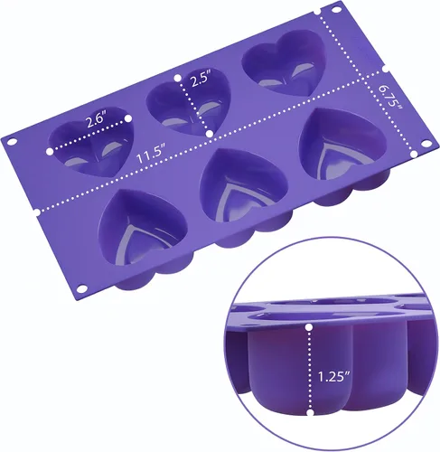Vista 4 de Bakerpan Moldes de silicona con forma de corazón de San Valentín para hornear, juego de 2 moldes para tartas en forma de corazón