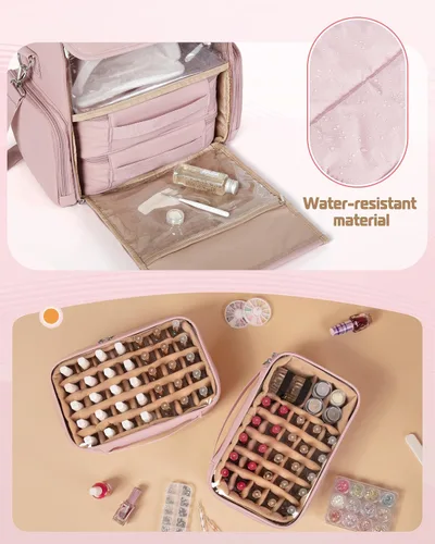 Vista 3 de Bolsa organizadora de esmalte de uñas con capacidad para 70 Rosa