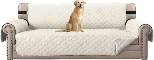 Vista 15 de H.VERSAILTEX Funda de sofá resistente al agua para sofá de 3 cojines, reversible, protector de muebles acolchado con correa elástica, funda de sofá