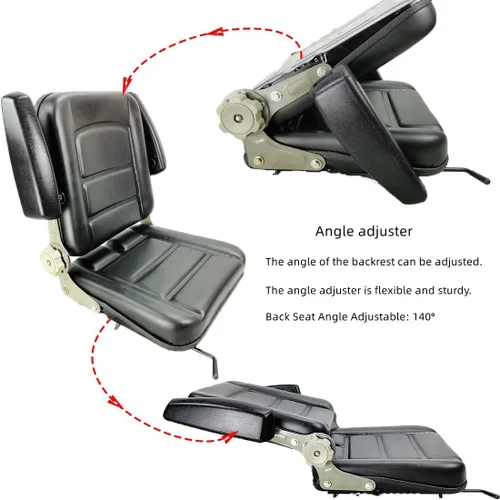 Vista 3 de Asiento universal de tractor de PVC, asiento de cortacésped ajustable, asiento plegable que incluye reposabrazos e interruptor de asiento, 15.4 x 15