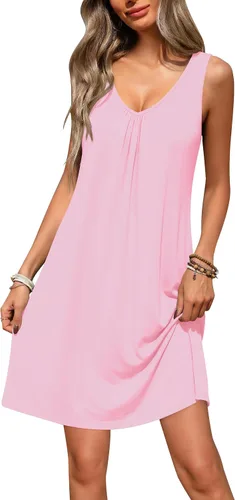Vista 17 de Ekouaer Camisones para mujer, de viscosa de bambú, sin mangas, para dormir, con cuello en V, ropa de dormir