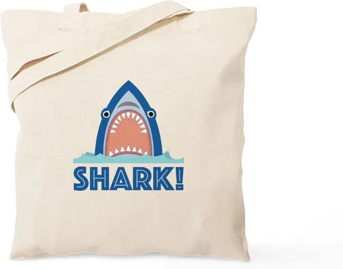 Vista 10 de CafePress Crazy Shark Lady Tote Bag Reutilizable Natural Beige Lona Bolsa de Compras