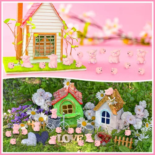 Vista 6 de Menkxi 162 piezas de animales de cerdo de resina a granel, pequeñas figuras de cerdo, decoración de fiesta, mini juguetes de resina, mini juguetes