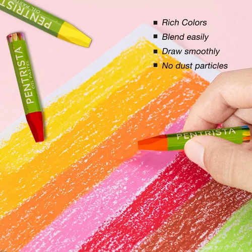 Vista 3 de Pasteles al óleo, 12 colores surtidos, juego de pasteles al óleo para actividades en interiores en casa, crayones suaves al óleo para niños