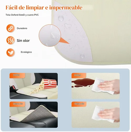 Vista 5 de Protector de asiento de coche, protectores de asiento de coche con acolchado grueso sin huellas Beige